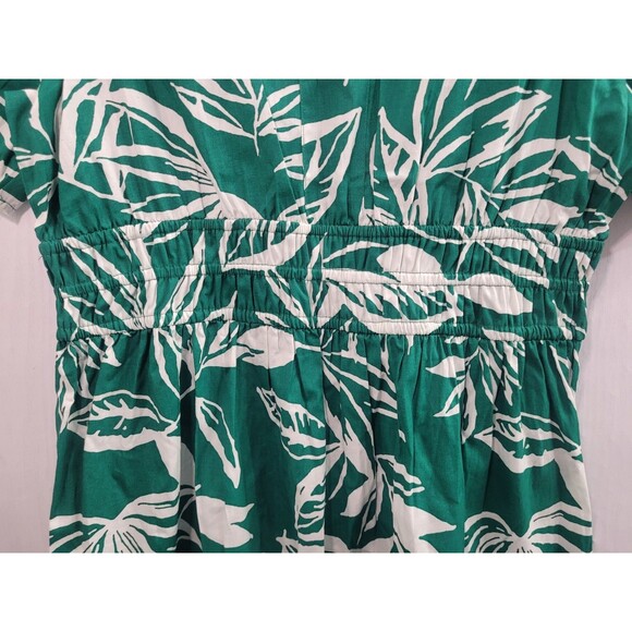NWT Meadow Rhodes Green Leaf Print Summer Midi Dress Size Large - Picture 5 of 8